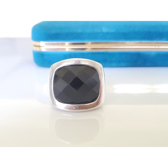 Vintage CFJ Designer Sterling Silver Onyx Ring - Picture 1 of 9